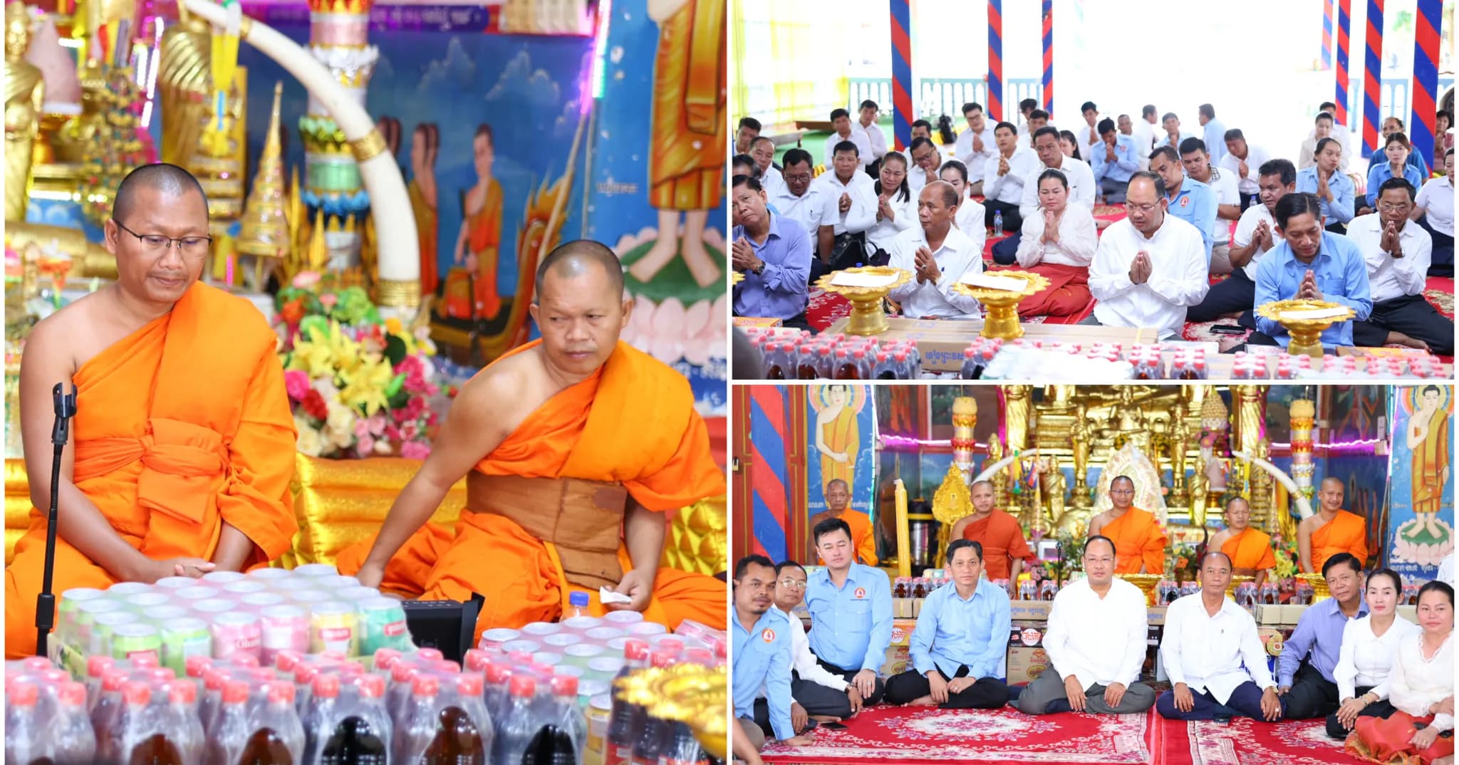ថ្នាក់ដឹកនាំក្រុមការងាររាជរដ្ឋាភិបាល និងរដ្ឋបាលស្រុកសៀមប៉ាង នាំយកទានព្រះវស្សា និងទេយ្យទានប្រគេនដល់ព្រះសង្ឃចំនួន ៥វត្ត