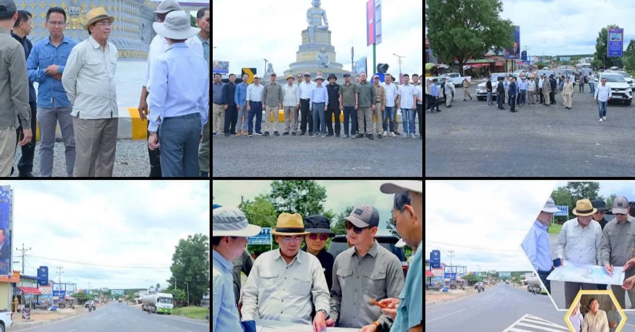 ថ្នាក់ដឹកនាំក្រសួងសាធារណការនិងដឹកជញ្ជូន ការចុះពិនិត្យស្ថានភាពផ្លូវជាតិលេខ៧ ពីឃុំអូរគ្រៀង ខេត្តក្រចេះ ដល់ត្រពាំងក្រៀល ខេត្តស្ទឹងត្រែង
